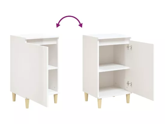 Table de chevet blanc brillant 40x35x70 cm bois d’ingénierie