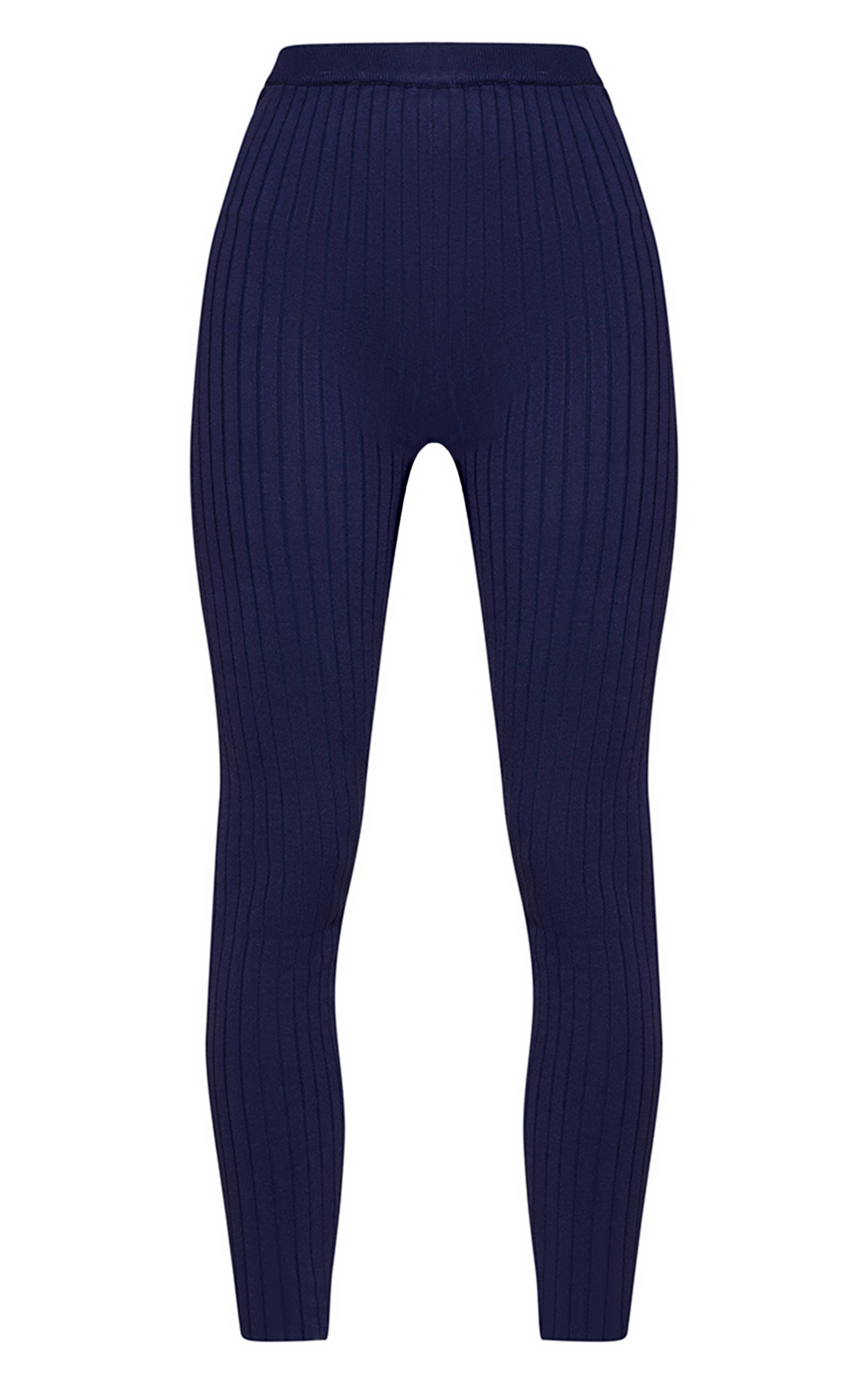 Bleu Cobalt Legging Côtelé En Maille