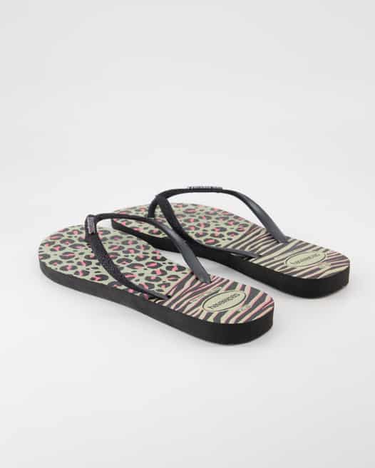 Havaianas Slim Animals Zehentrenner in Schwarz