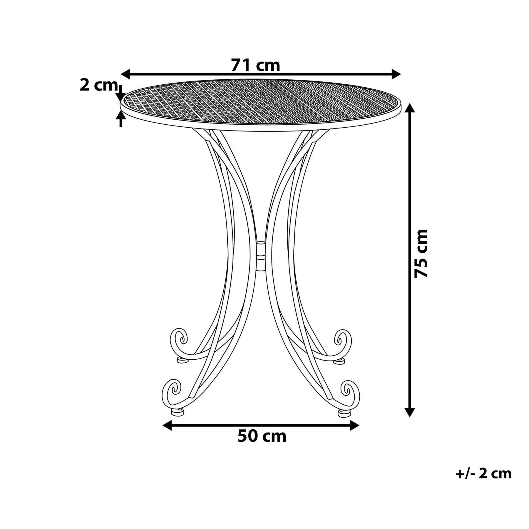 Beliani - CILENTO  - Tuintafel - Lichtgrijs - 71 x 71 cm - Metaal