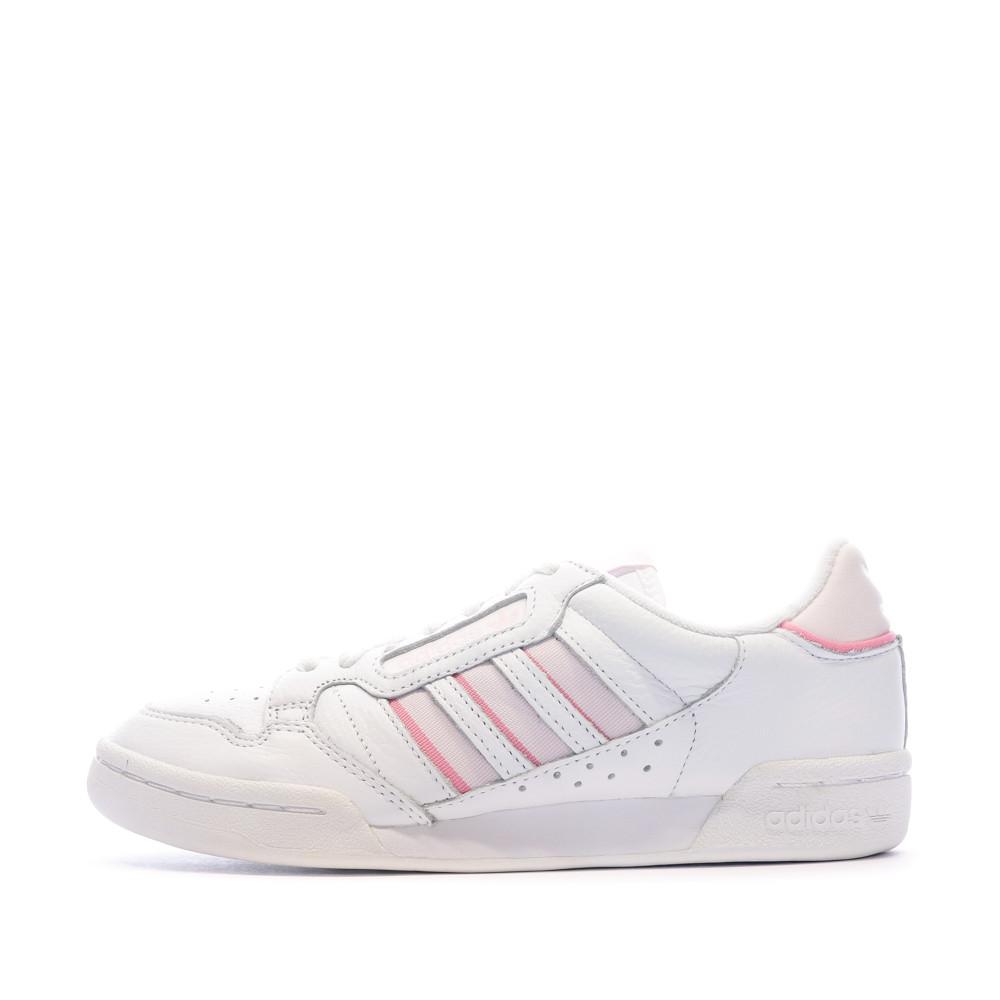 Adidas Baskets Blanches/Rose Femme Adidas Continental 80 Stripes