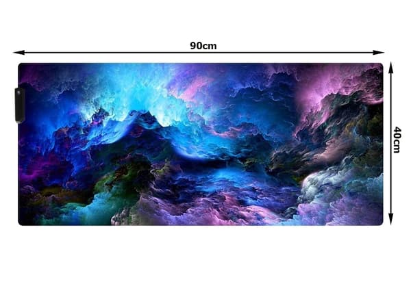 Gaming Musematte med RGB LED-lys - 90x40cm – Havbølger