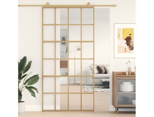 VIDAXL - Porte verre Porte coulissante doré 102,5x205cm verre esg clair et alumin...