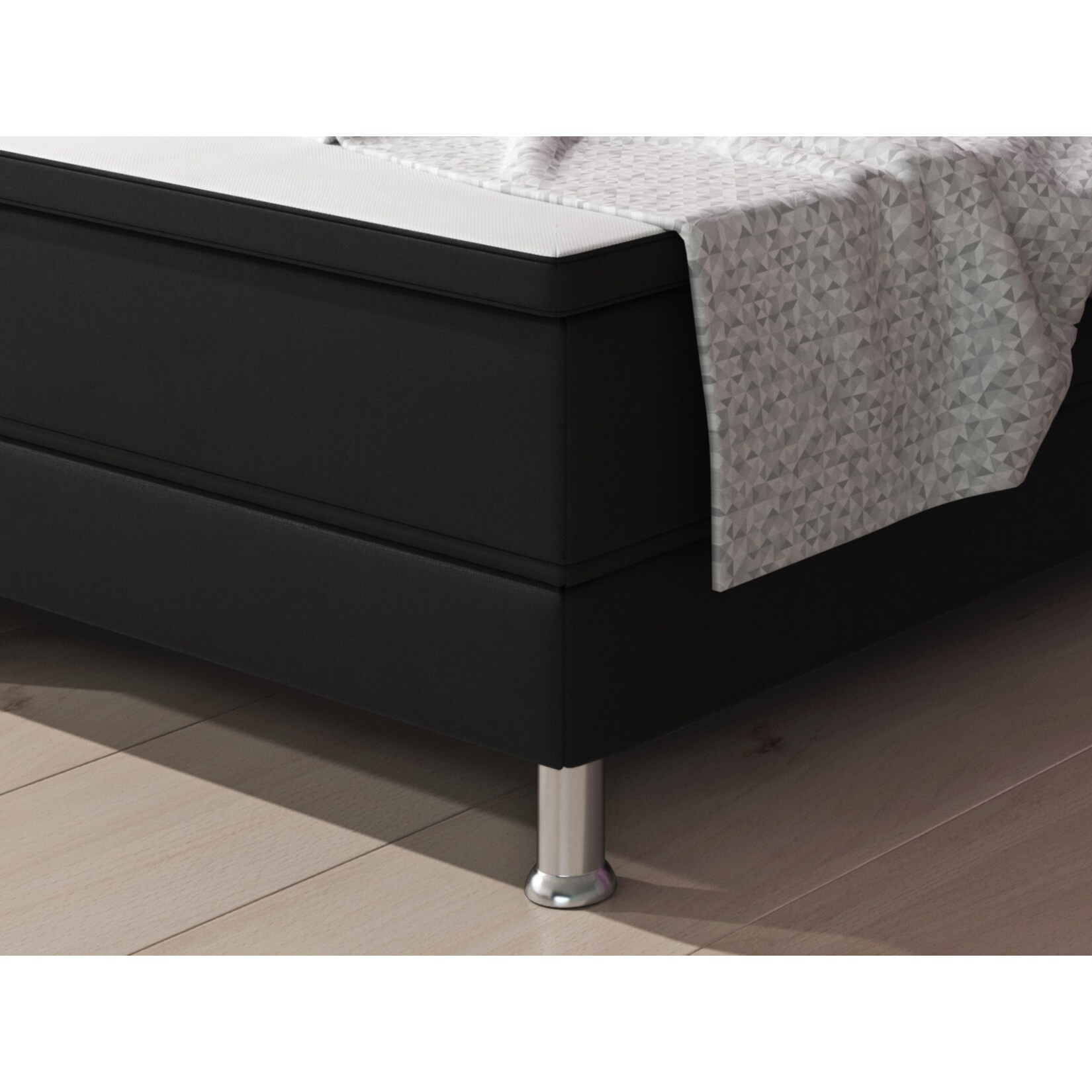 Inter Handels Boxspringbett Esra 90x200 Webstoff Schwarz