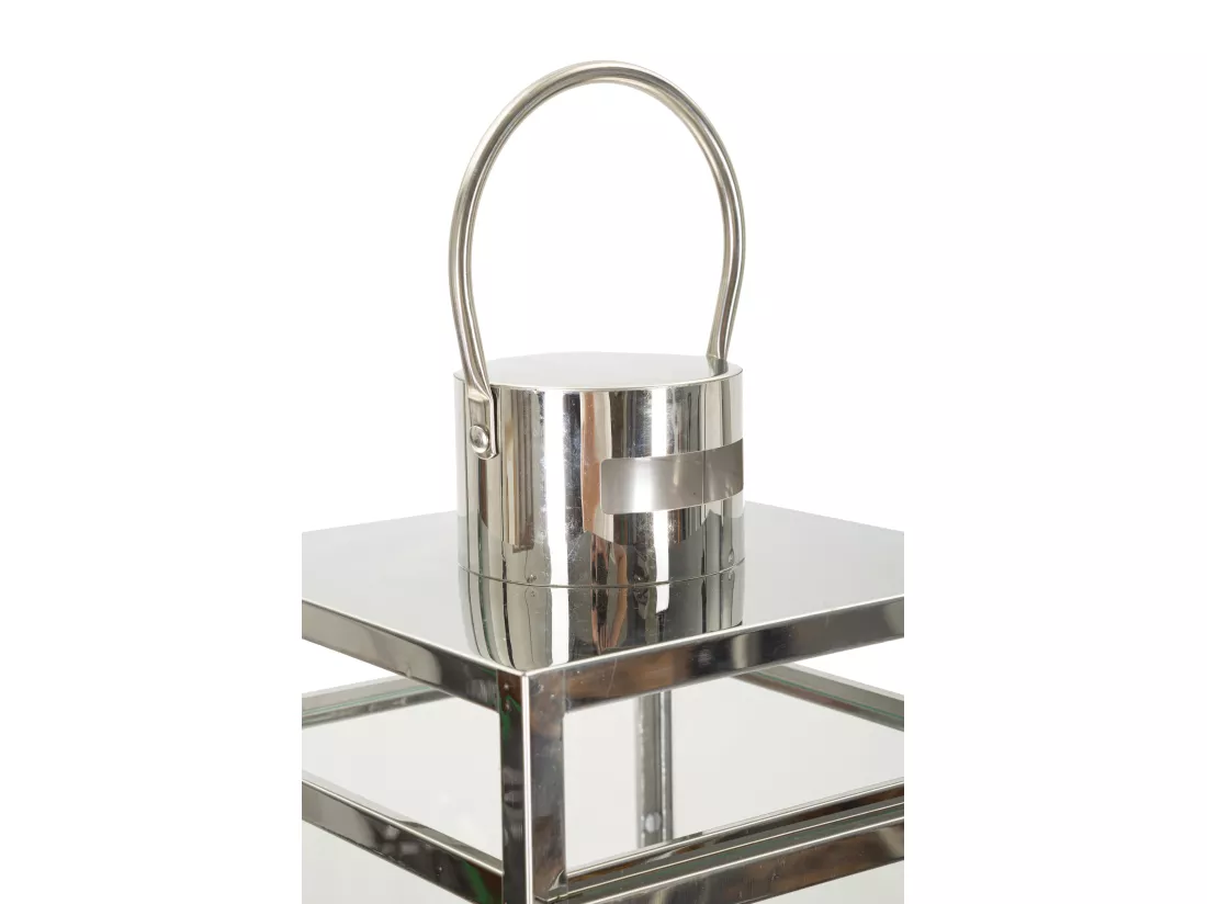 Set de 3 lanternes argentées en métal et verre - 22x22,5x70,5 cm, 18x18,5x50 cm, 14x14,5x38 cm - pour illuminer votre espace avec une lumière magique.