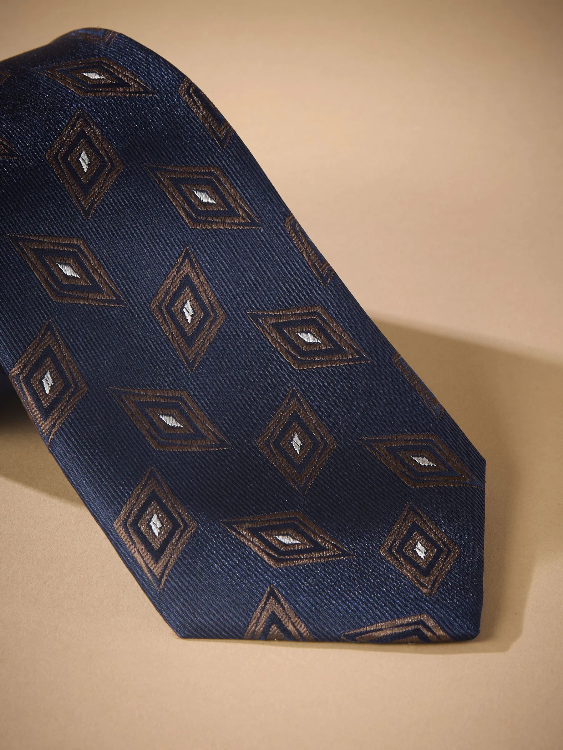 Marineblauw - Signature Silk Design Tie