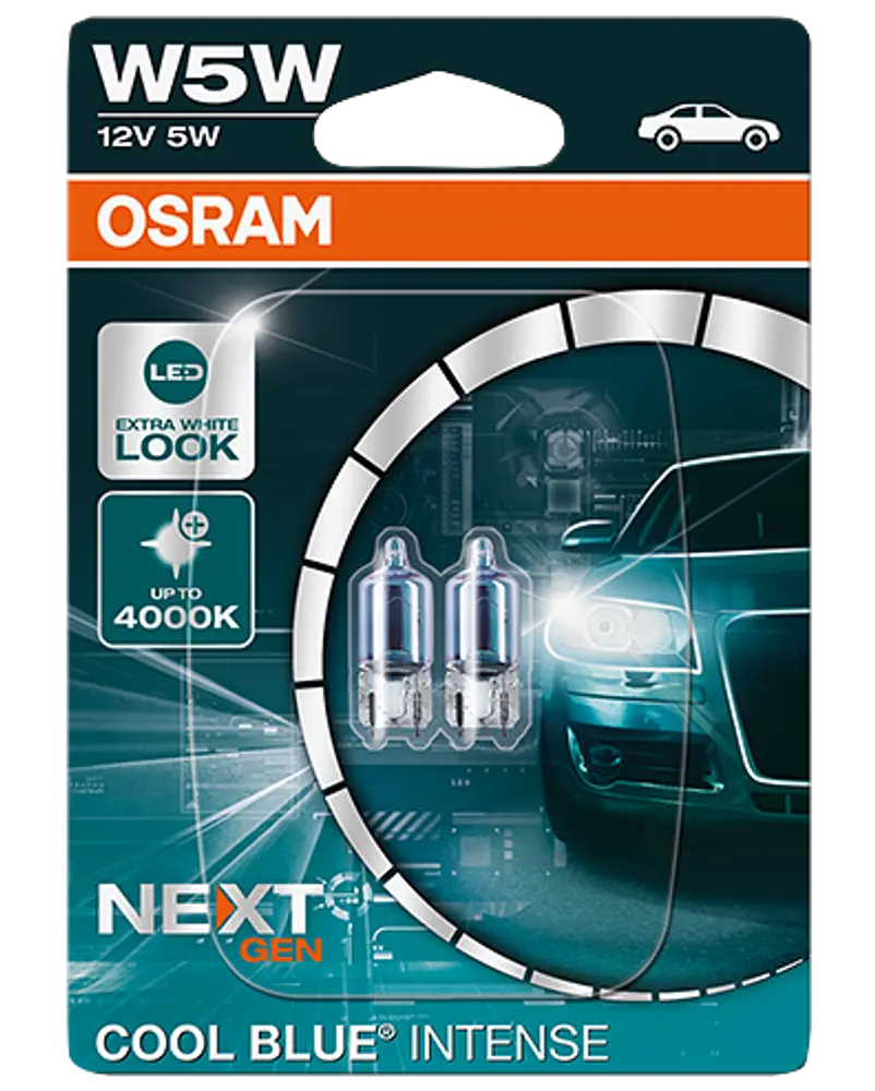 Osram autopære W5W 12V Cool Blue 2-pak