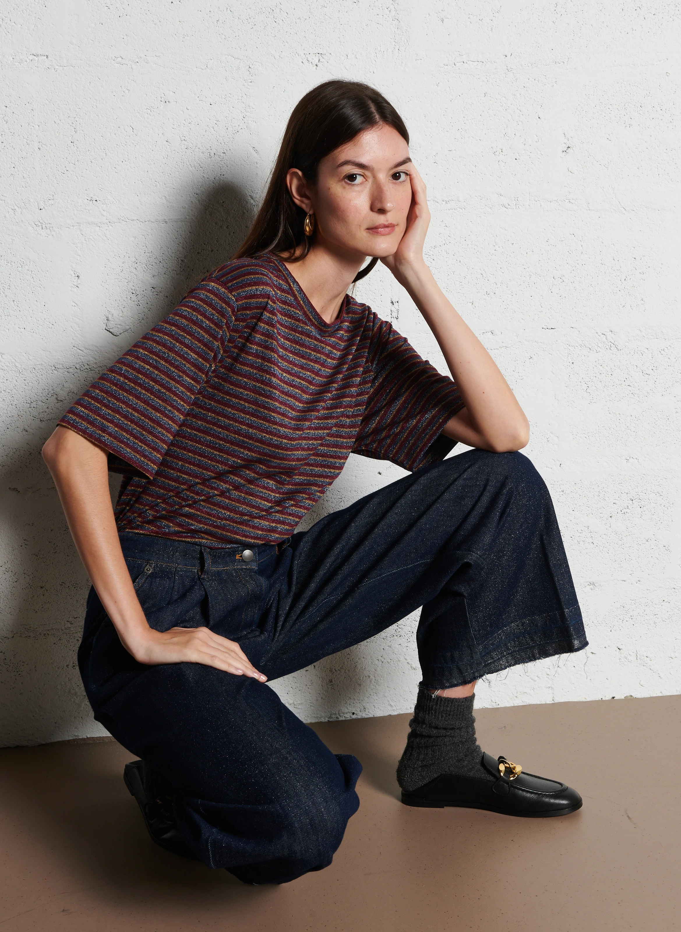 IORA - Tee-shirt col rond pailleté | Multicolore