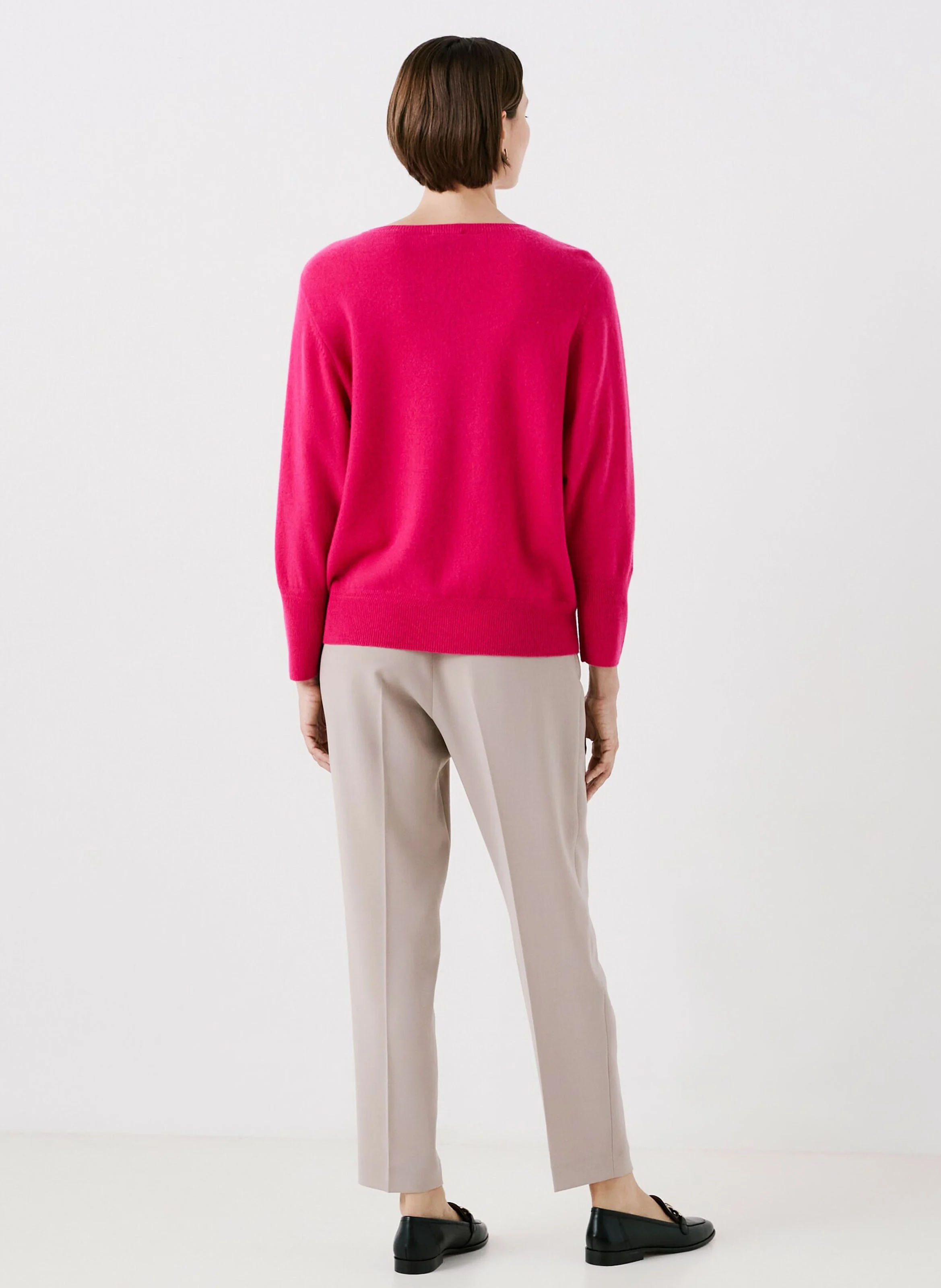MCHELSEA - Pull droit col rond en cachemire | Rose
