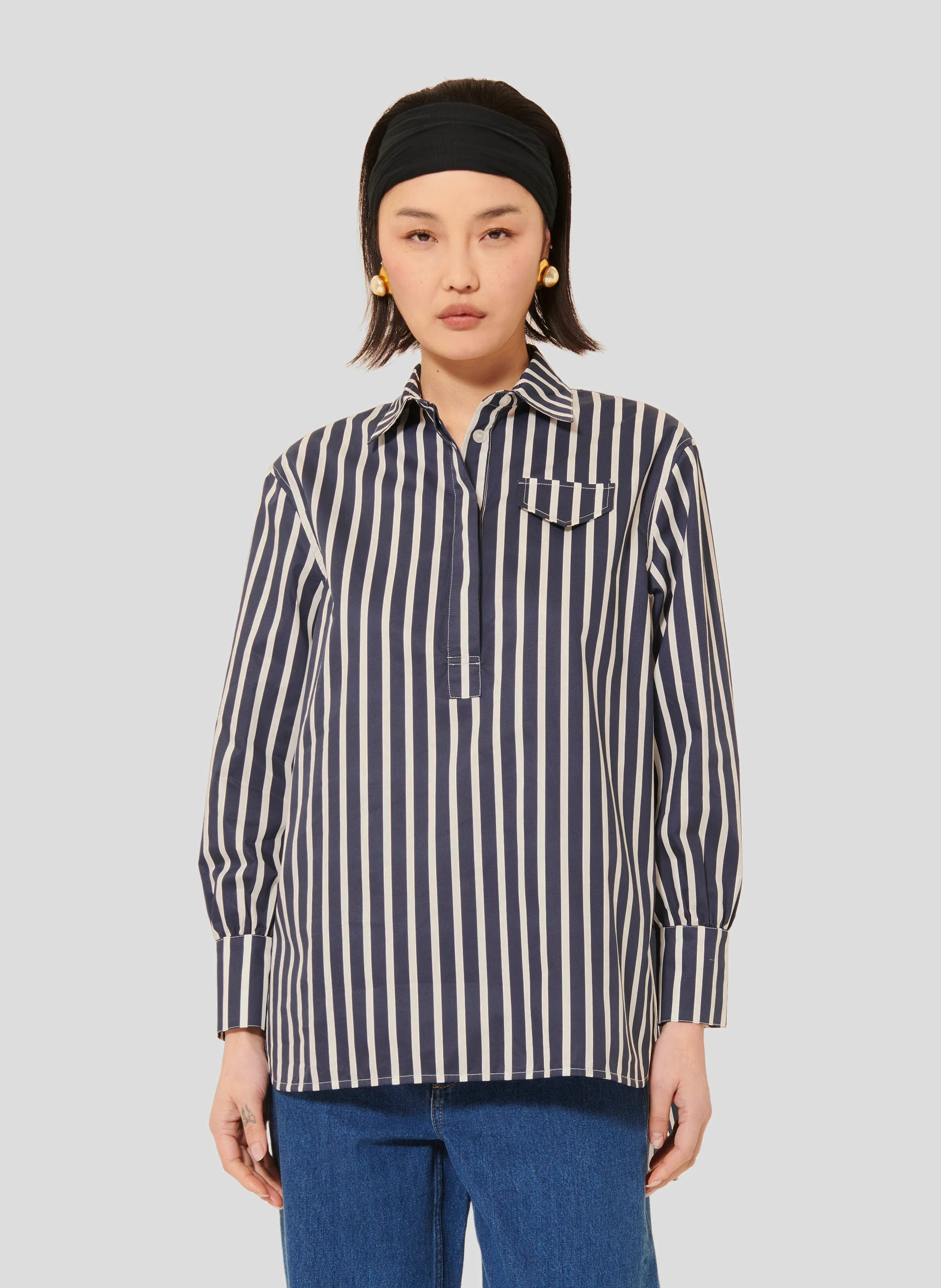TALLULY - Chemise oversize rayée en coton| Bleu