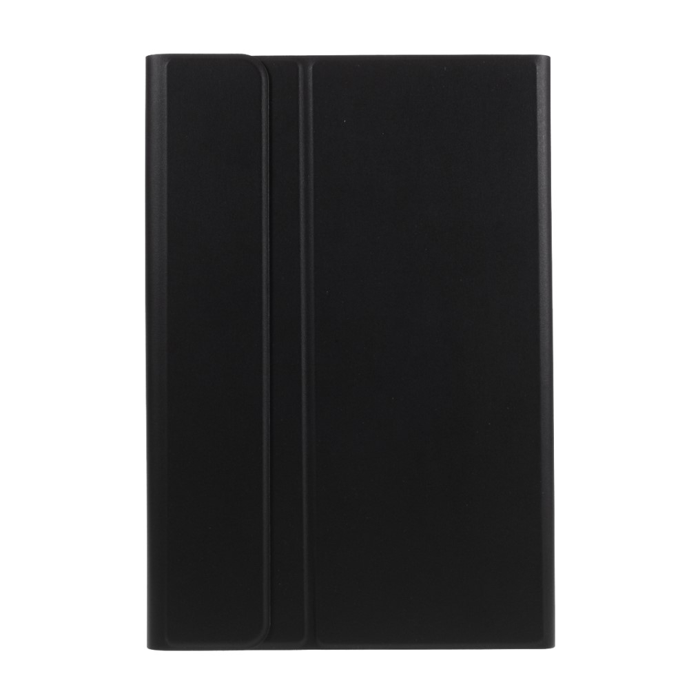 Samsung Galaxy Tab S8  Plus / Tab S7  Plus Leder Tasche mit Bluetooth Tastatur (QWERTY)   Touch Pen Halterung Litchi Look - Schwarz