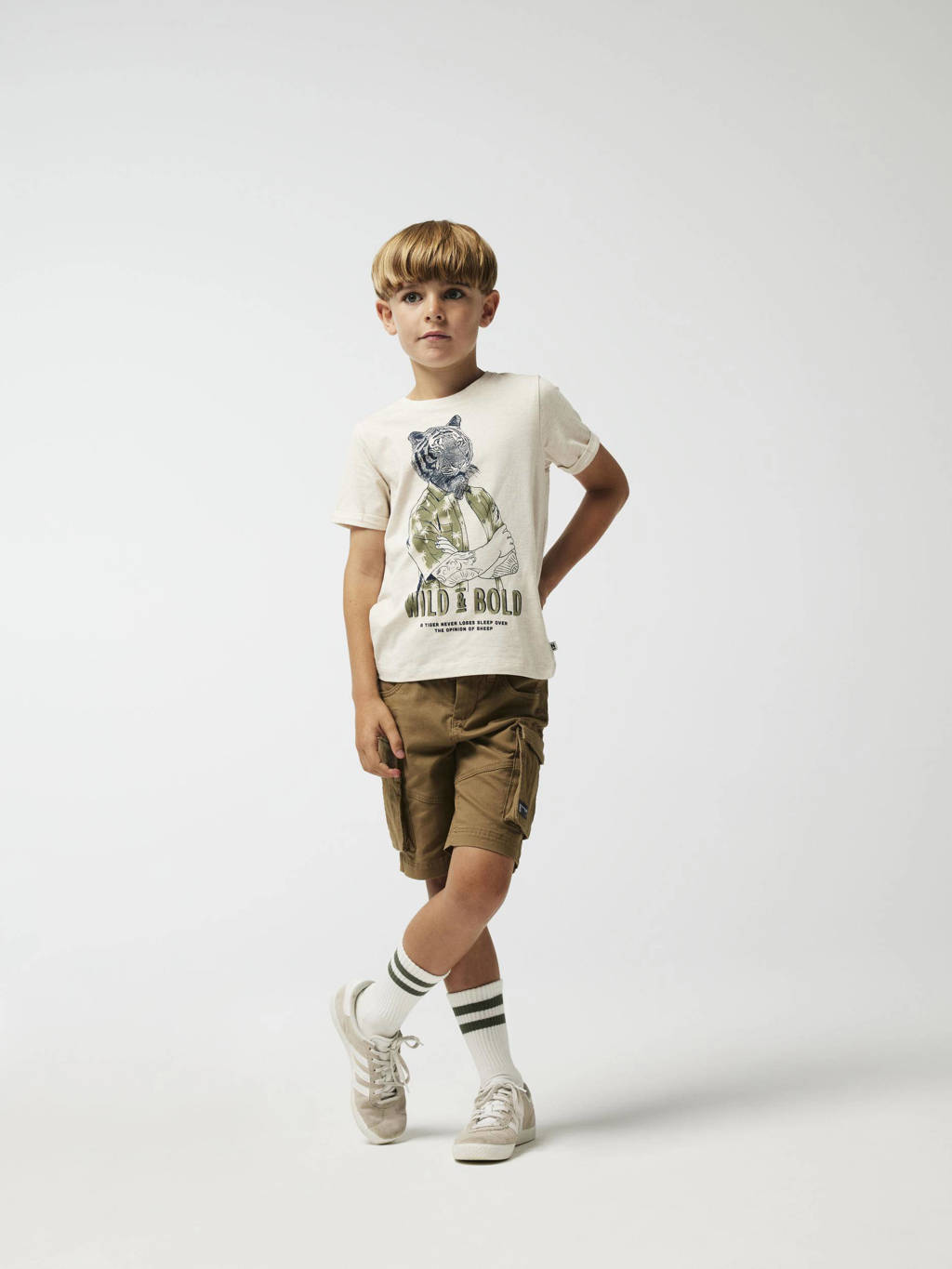 NAME IT T-shirt NKMHASIMON met printopdruk ecru melange