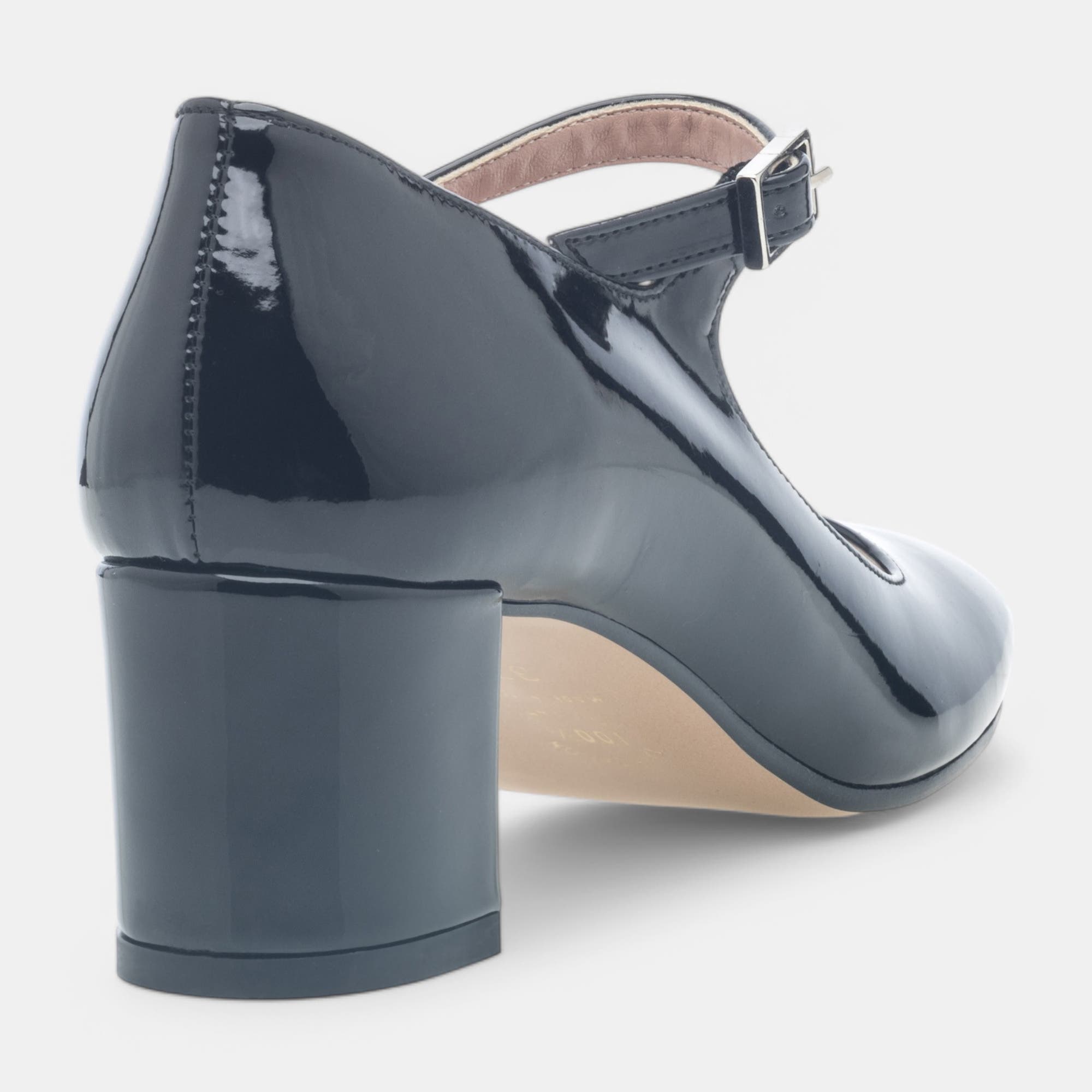 Babies à talon Femme noir vernis