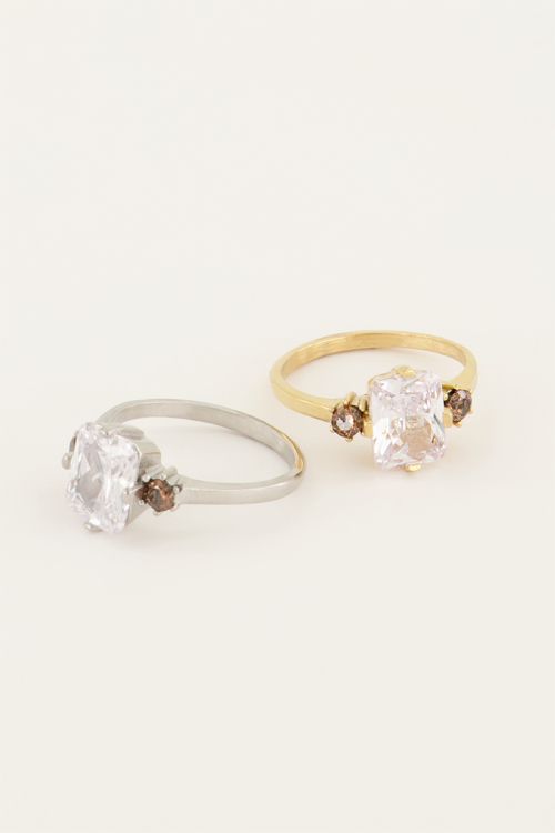 Vintage statement ring transparant kristal
