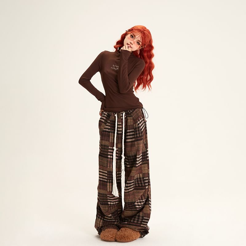 KUMI - T-shirt met lange mouwen en mockneck en hartprint