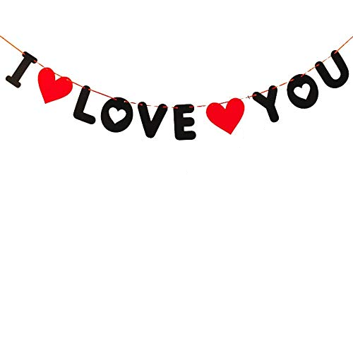 (5er Set) Filz Herz Girlande Valentinstag Party Dekoration Accessoire Banner - I Love You