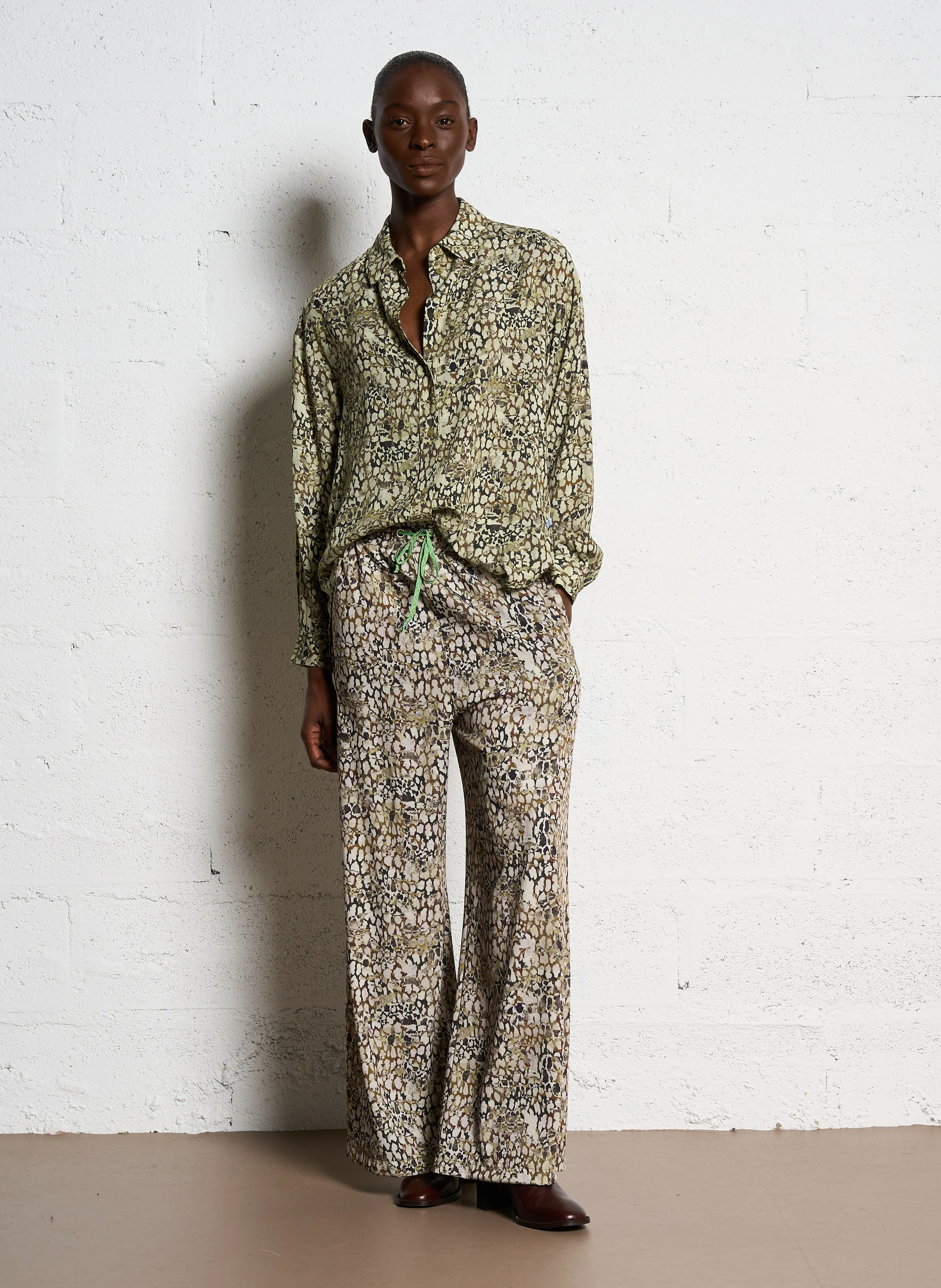 Pantalon palazzo imprimé | Vert