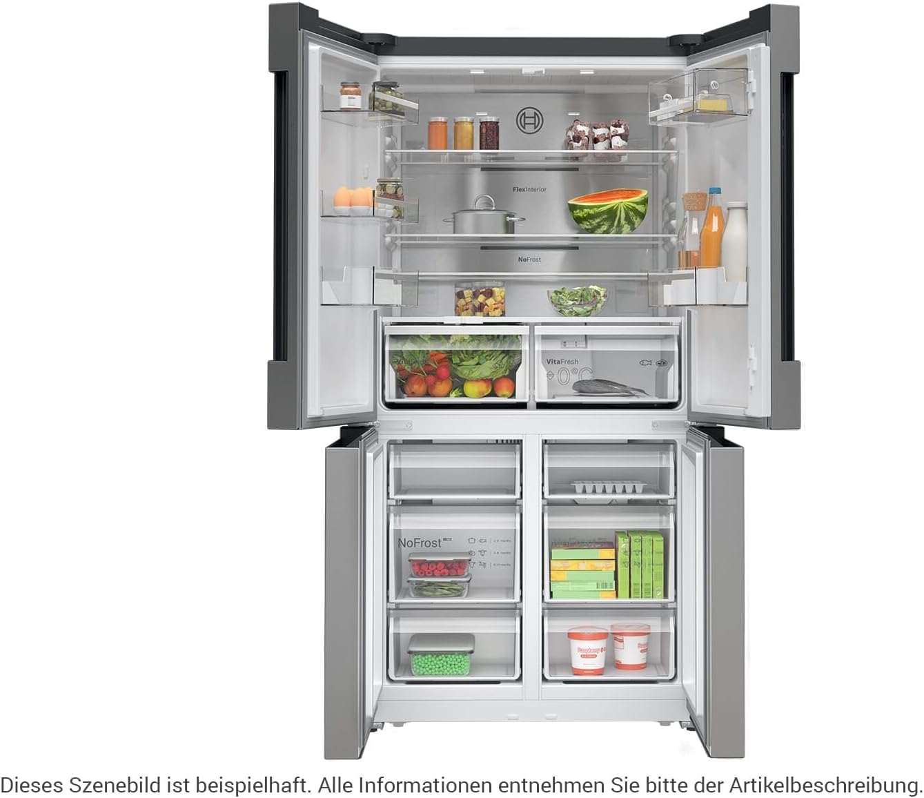 Bosch KFN96APEA Serie 4 Smarte Kühl-Gefrier-Kombination, 183x91cm, 405L Kühlen & 200L Gefrieren, VitaFresh pro 3x längere Frische, NoFrost nie wieder abtauen, LED-Beleuchtung gleichmäßige Ausleuchtung