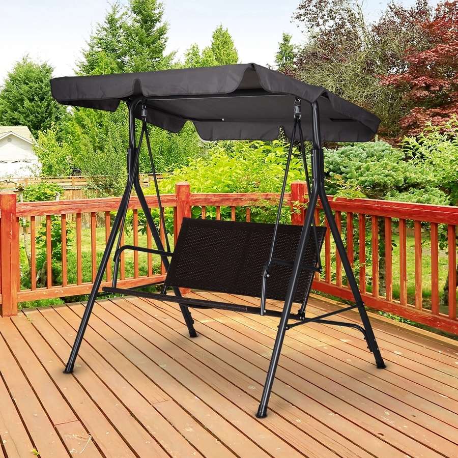 Outsunny Hollywoodschaukel in Rattan-Optik schwarzgrau