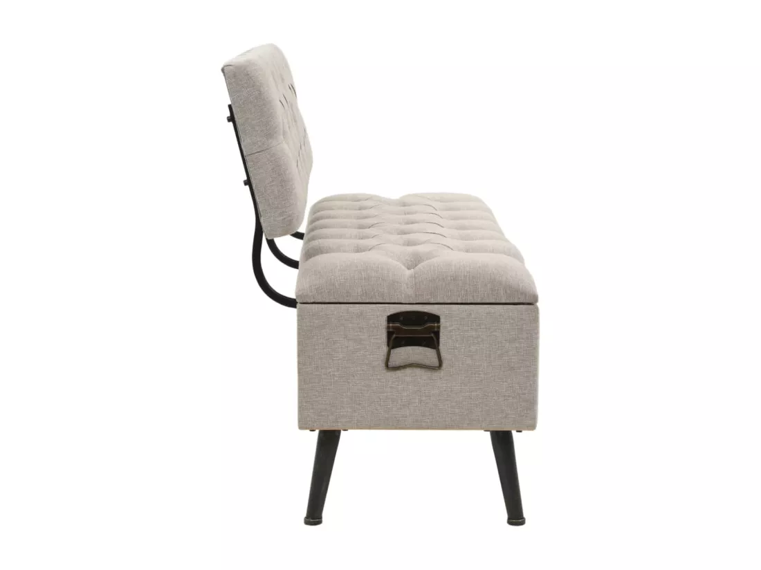 Banc de rangement avec dossier 110 cm Crème Tissu
