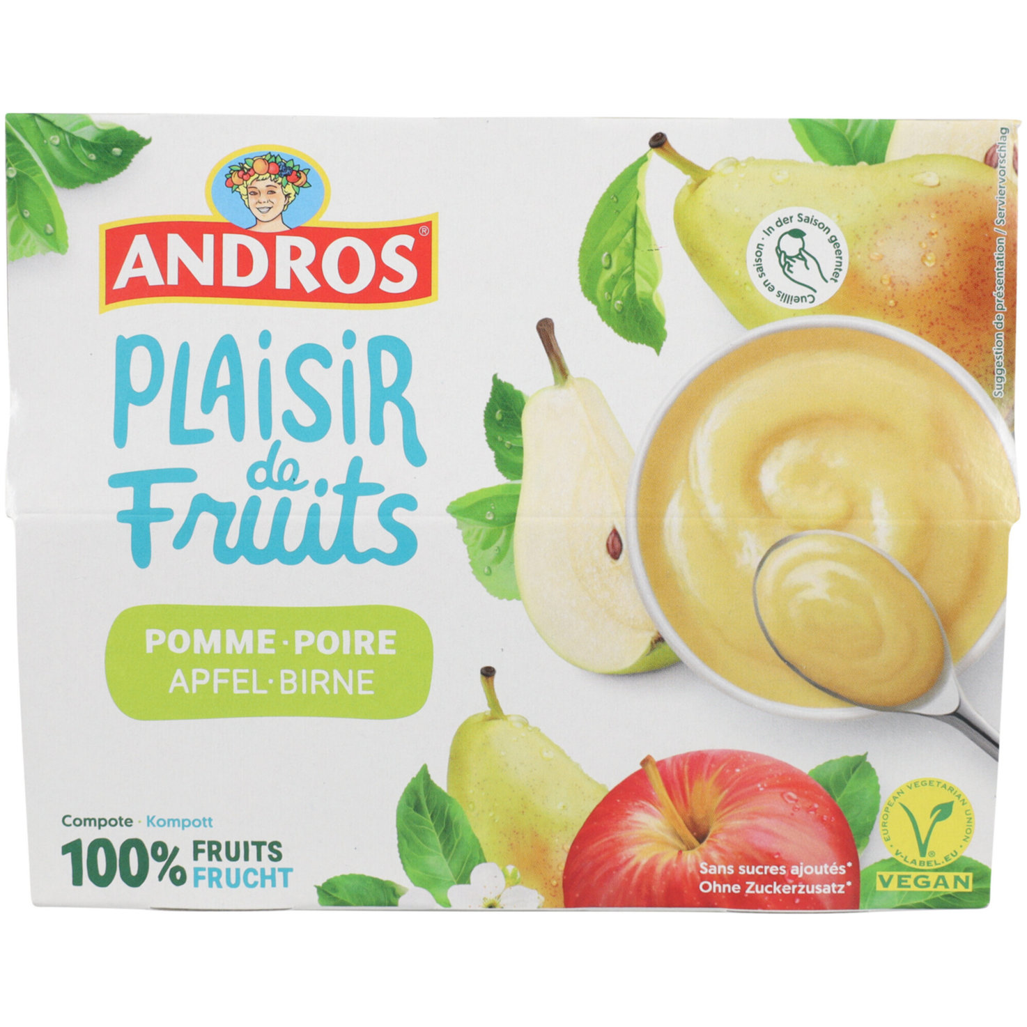 Andros Kompott Apfel Birne ohne Zucherzusatz 4x100g