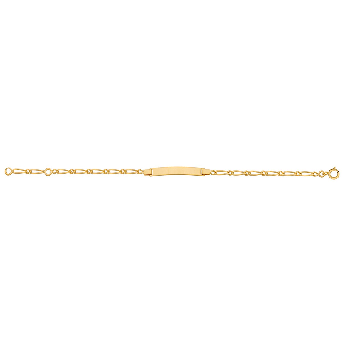 Identité bébé rectangle maille alternée or 9 carats