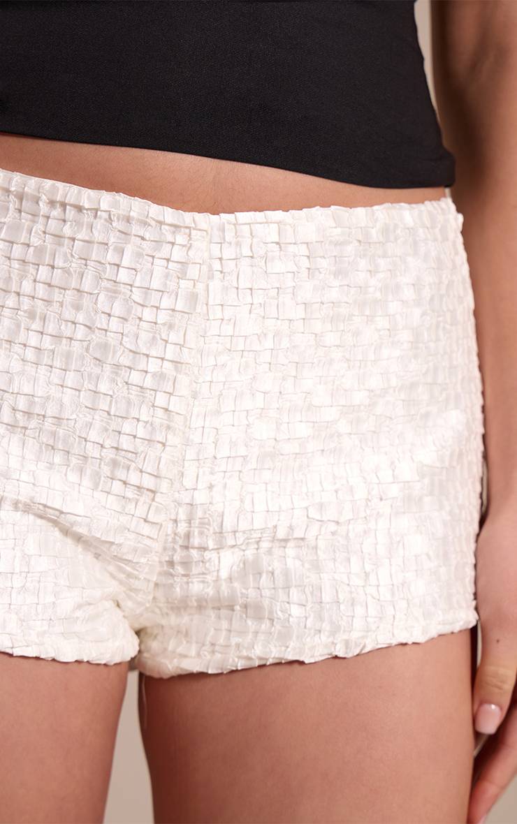 Blanc Short Satiné Texturé