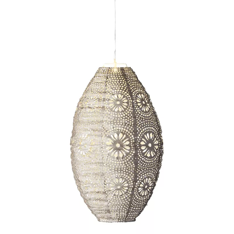 Suspension de jardin solaire (H38 cm) Lanterne ajourée Marron clair