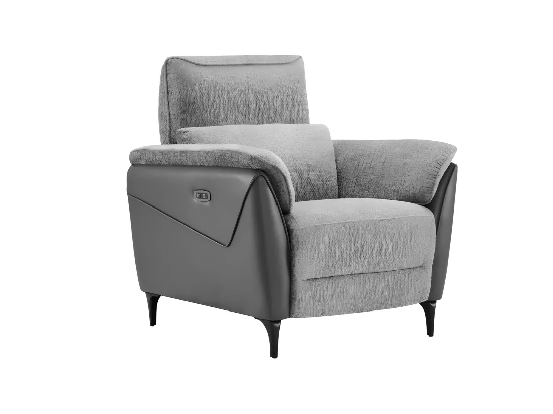 Fauteuil relax électrique Tissu/Simili cuir Gris - CEPHEE