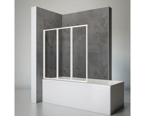 3-delige badwand SCHULTE Komfort 127 x 140 cm helder glasprofiel kleur wit D1300 04 50 140