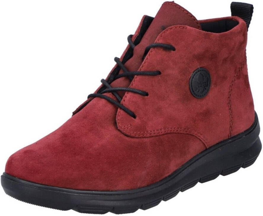 Rieker gevoerde nubuck veterboots bordeauxrood
