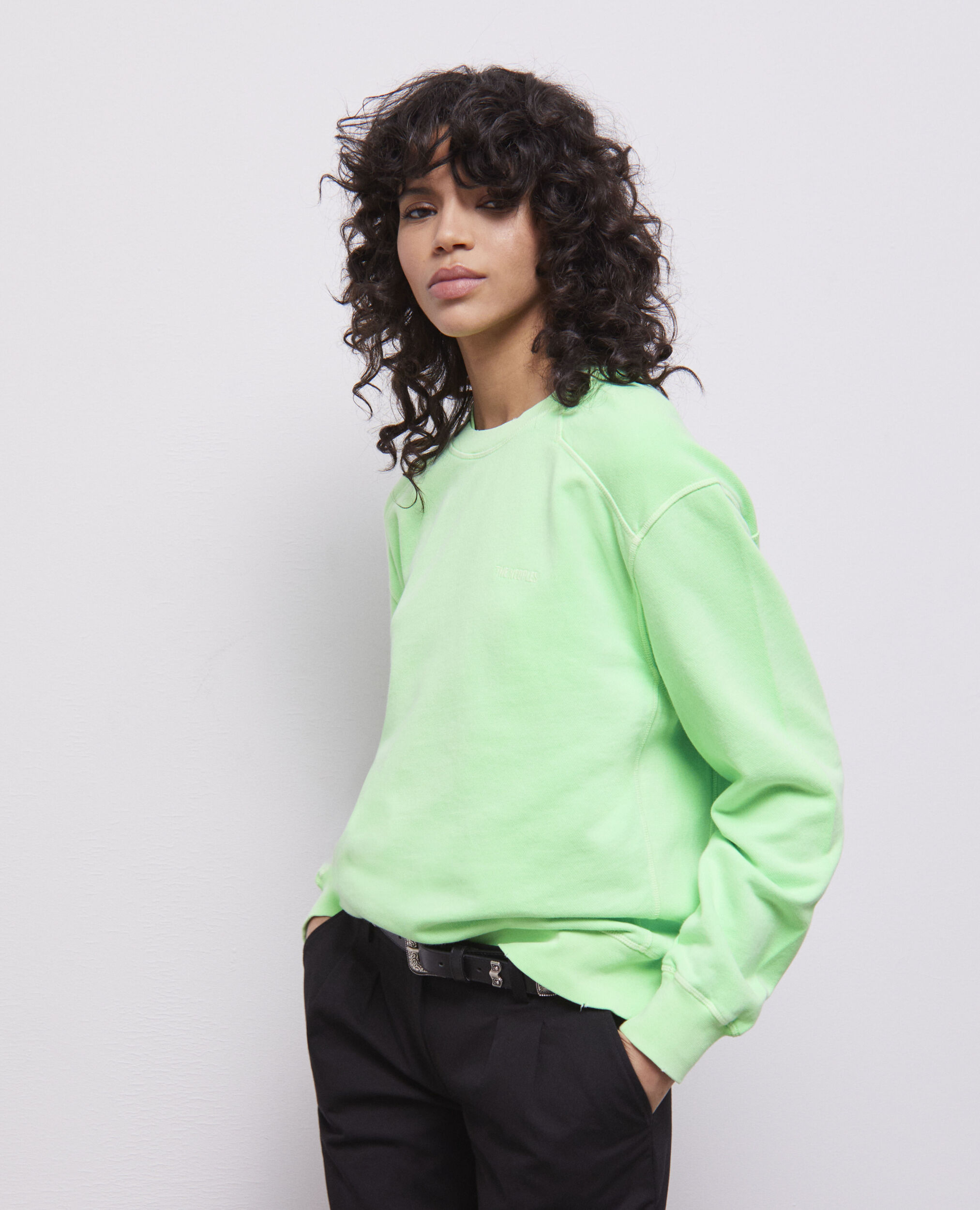 Sweatshirt vert fluo avec logo