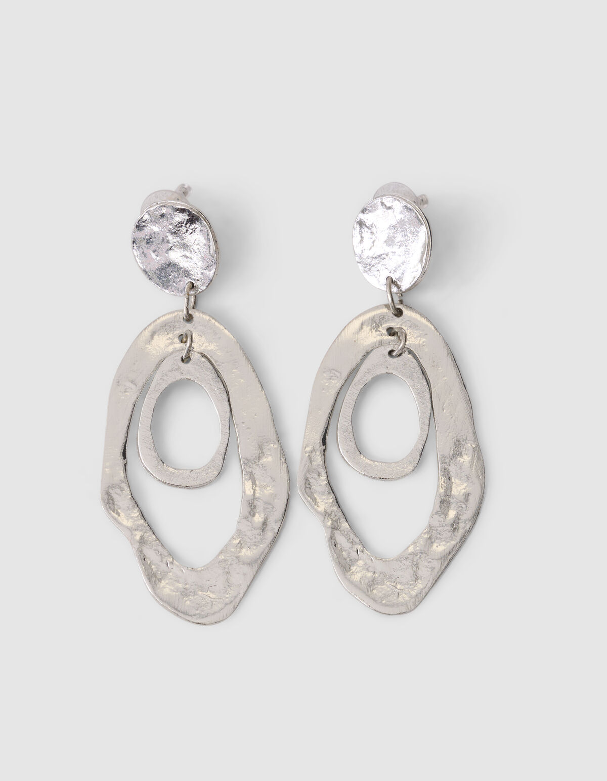 Hammerd Oval Oorbellen Zilver