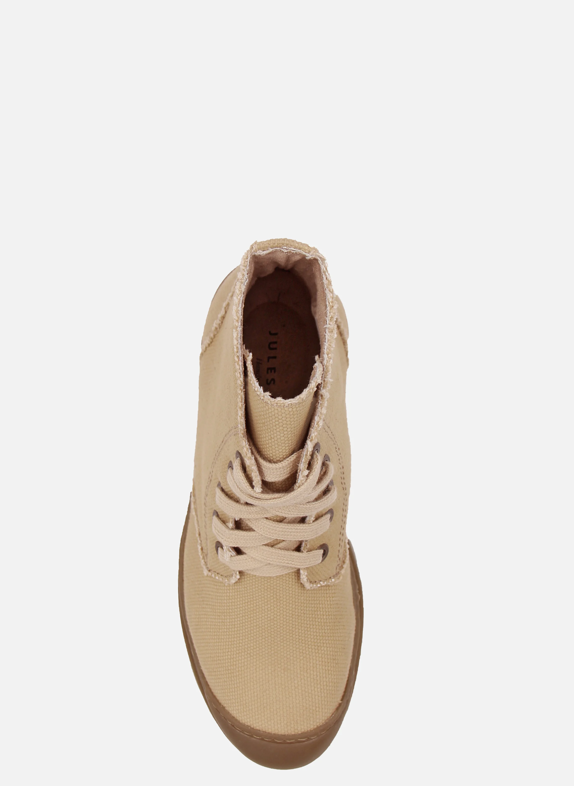 Bottines lacet crantées toile recyclée | Marron