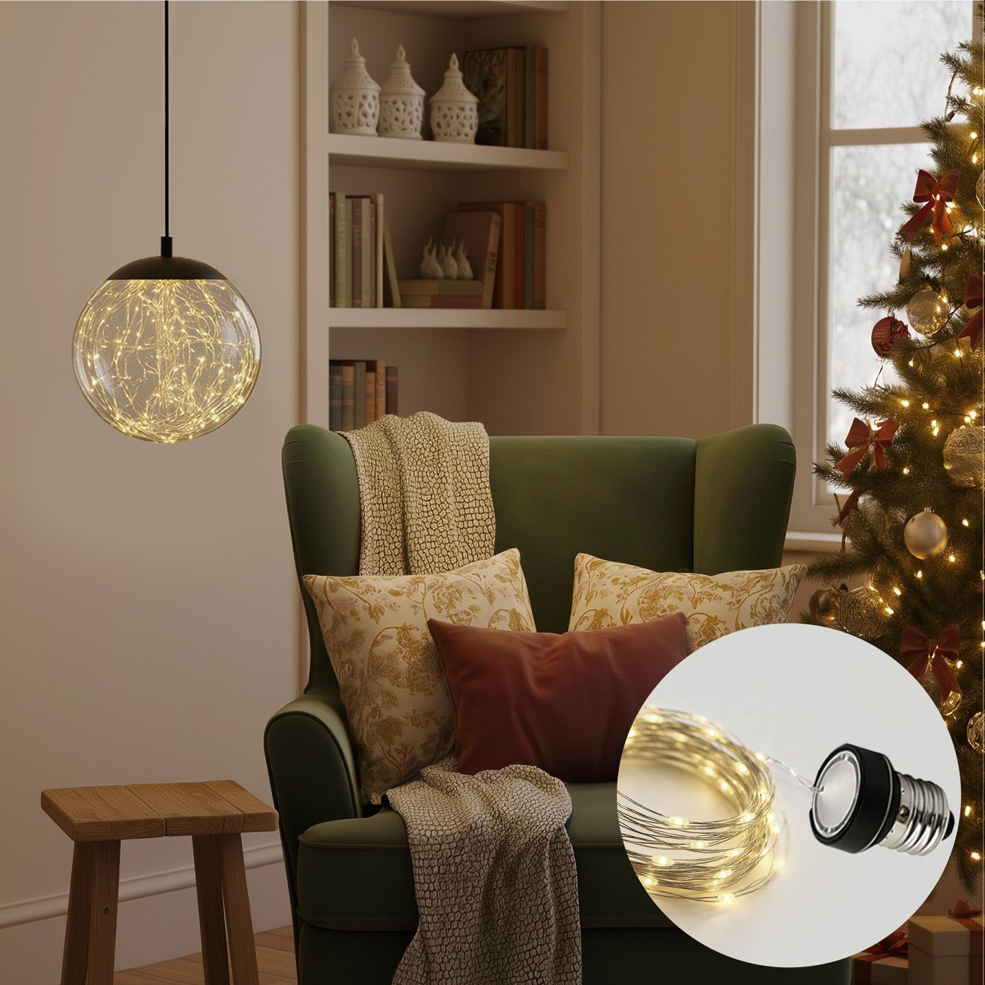 Kerst E27 lichtsnoer 5m 1.3W 50 lm 3000K