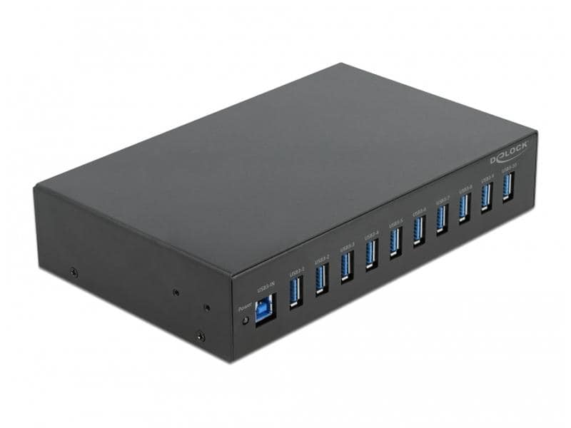 Delock USB-Hub 64112 USB 3.0 - 10x USB-A Rackmontage-fähiger 10-Port-Industrie-Hub