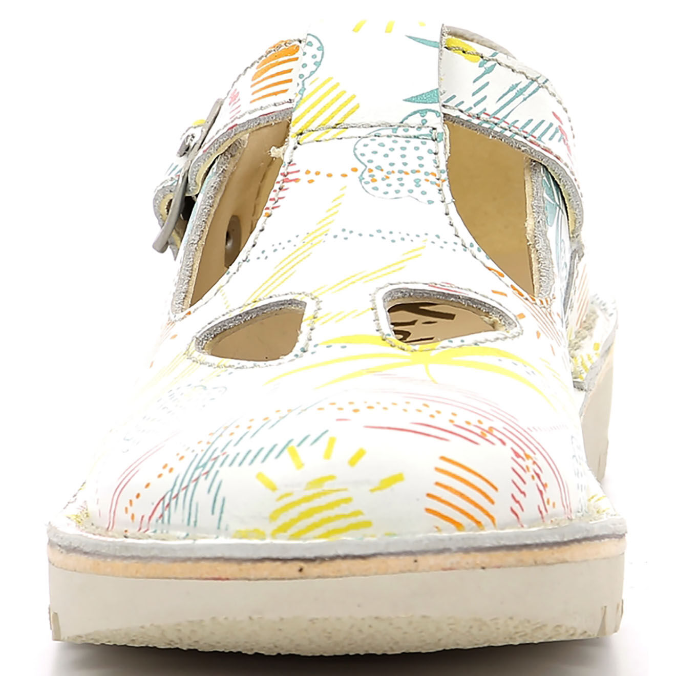 Kickers Salomés en Cuir Kick Mary Jane blanc/sunshine