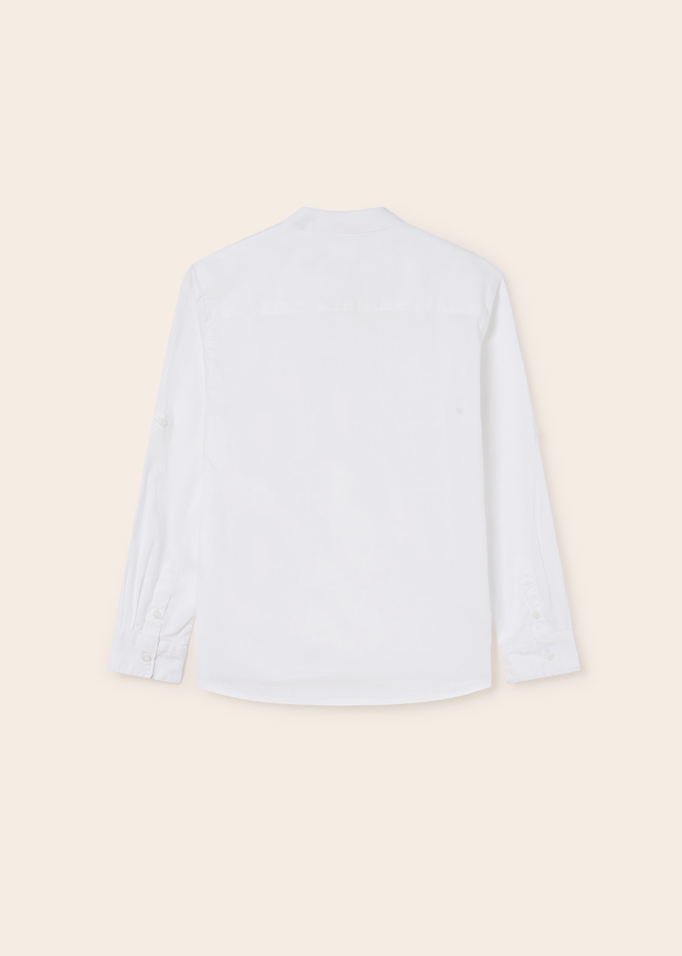 Camisa de algodão sustentável com gola mandarim para meninos