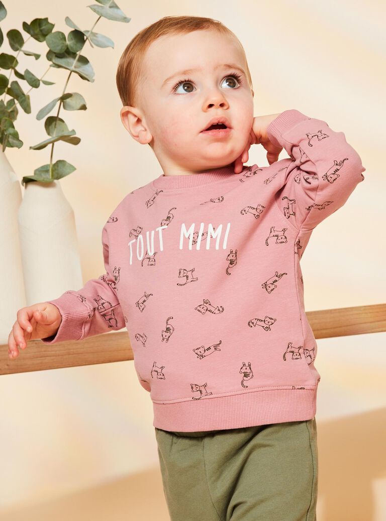 Sweat rose vintage avec animaux