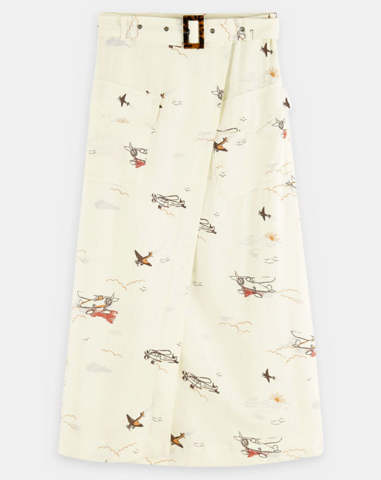 Scotch & Soda Jupe Portefeuille Print Avion écrue