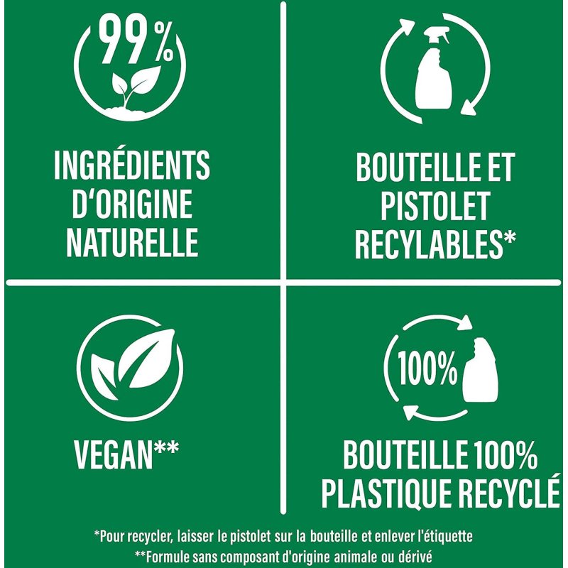 Nettoyant écologique multi-usages végétal Ajax - Spray de 500 ml