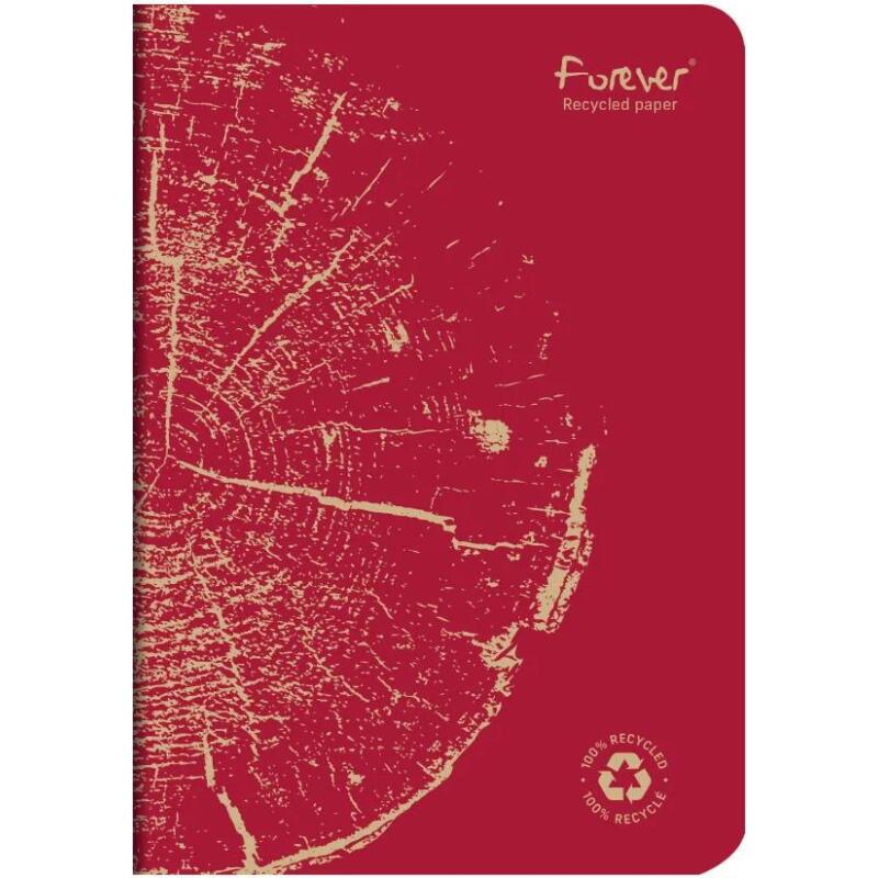 Carnet piqué FOREVER PREMIUM 100% recyclé A5 96 pages petits carreaux papier recyclé blanc 90 g - Assortis