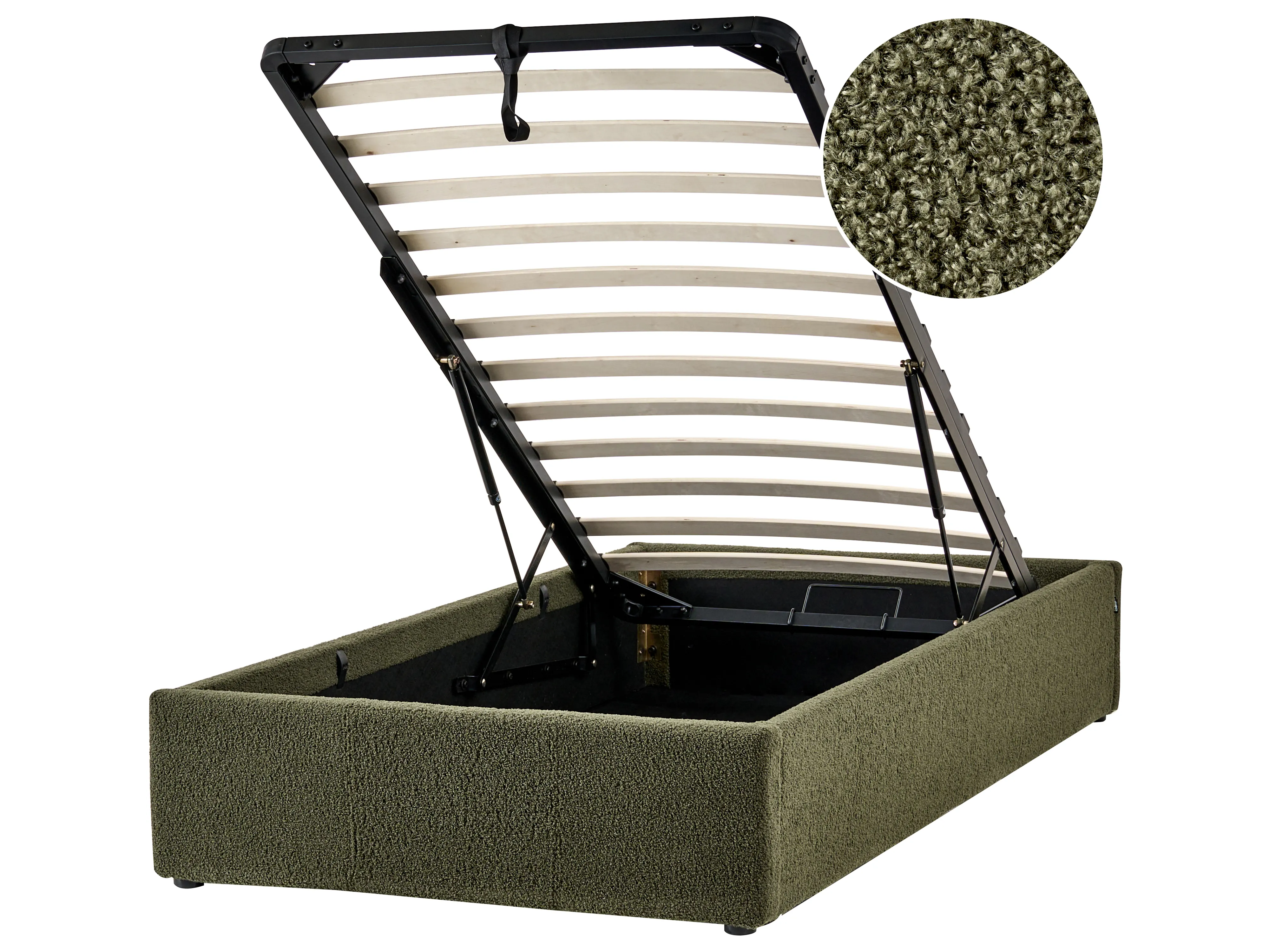 Opbergbed zonder hoofdbord Bouclé DINAN 90 x 200 cm Donkergroen
