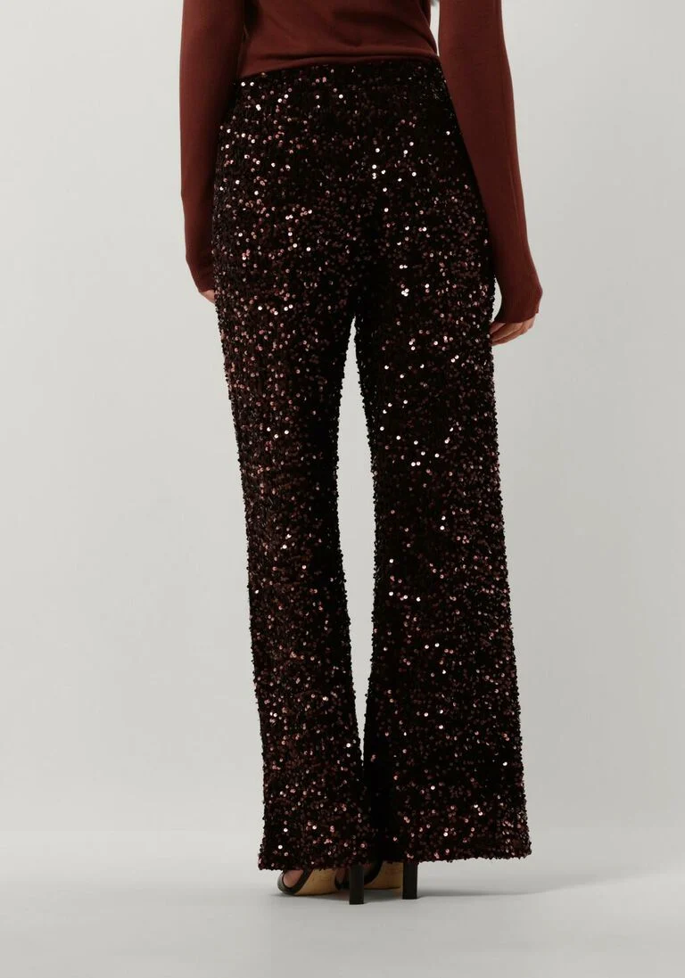 SUMMUM rode summum wijde broek pants sequins velour