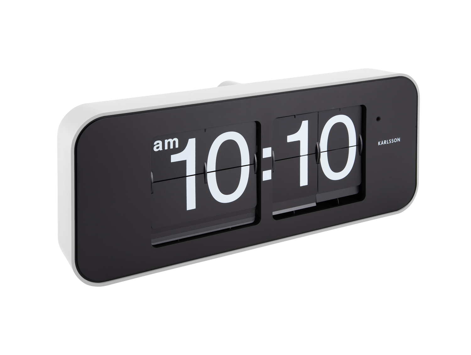 Wall clock Wide Flip white casing, black dial