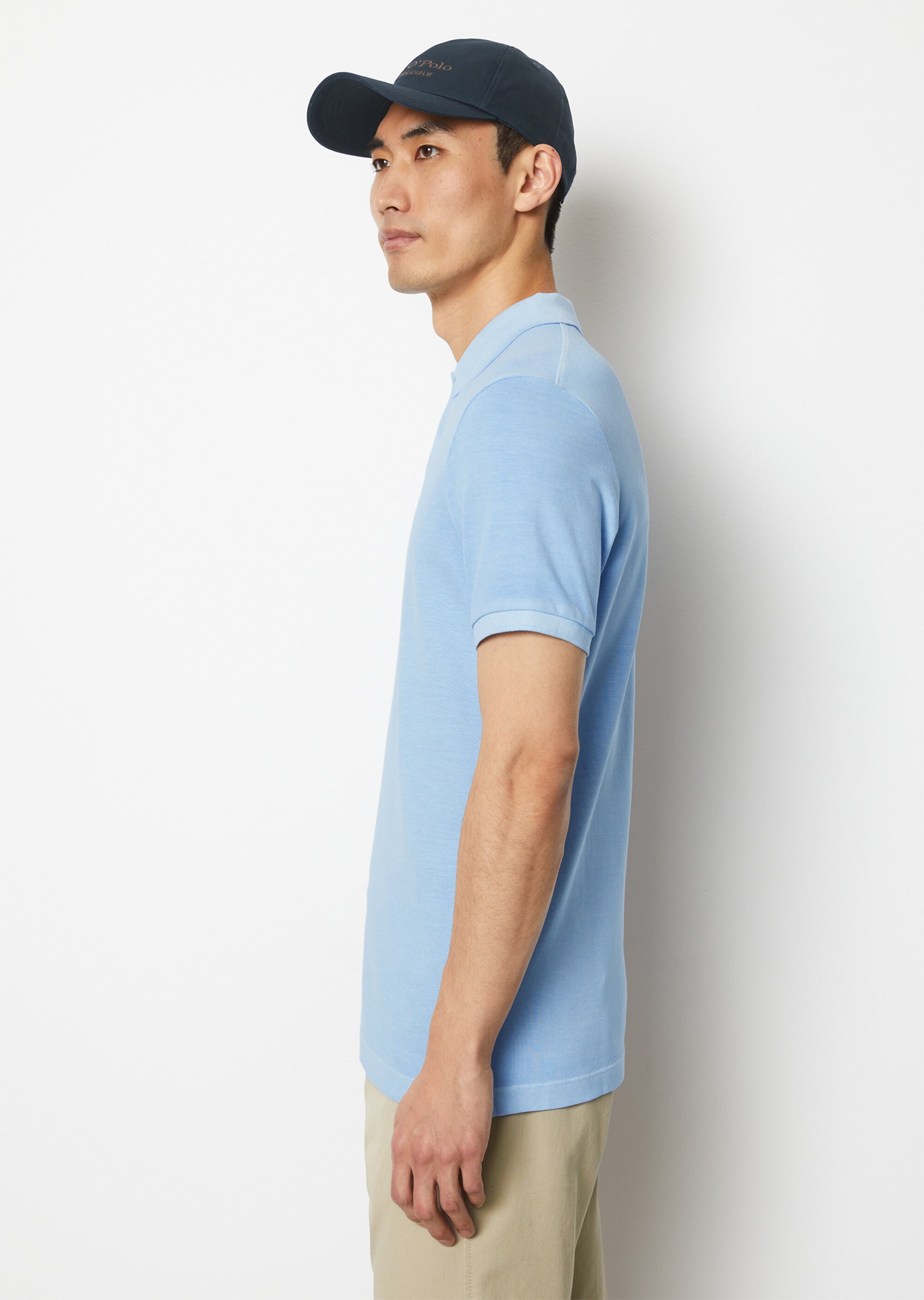 Kurzarm-Poloshirt Piqué shaped aus Organic Cotton-Stretch