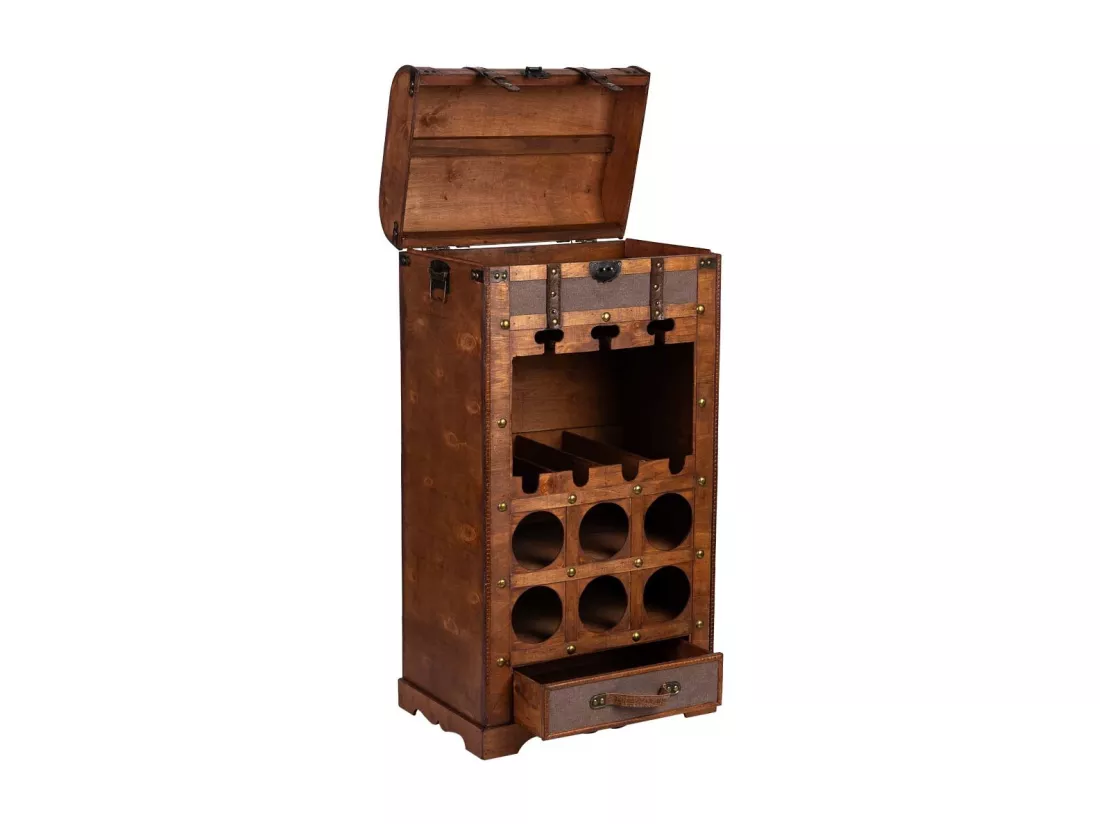 Coffre à bouteilles en bois 44x30x85h cm