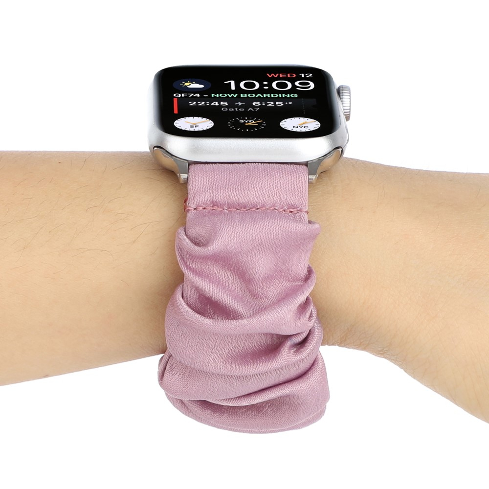 Apple Watch (42/41/40/38 mm) Stoff Ersatz Armband Scrunchie (Gelenkumfang: 170-225mm) - Pink