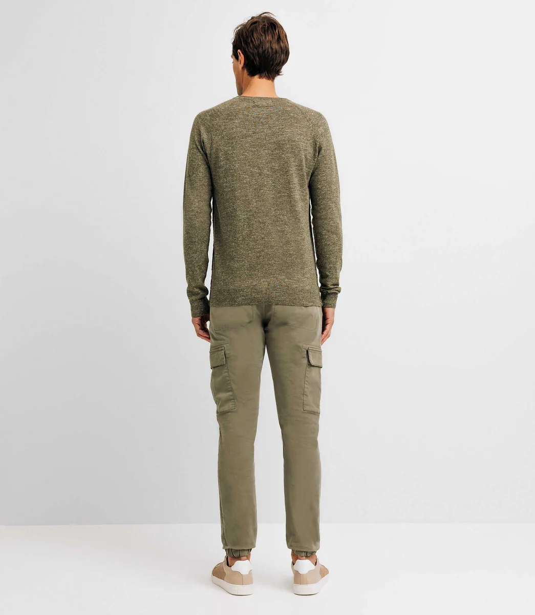 Pull col rond kaki