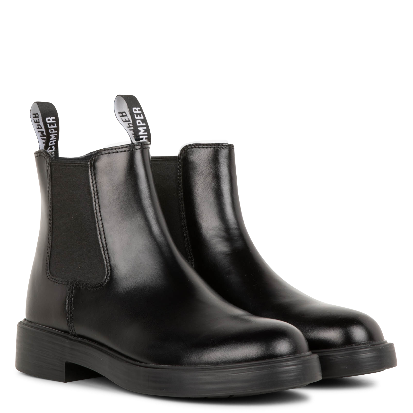 DEAN - Bottines Chelsea à bout rond en cuir mélangé| Noir